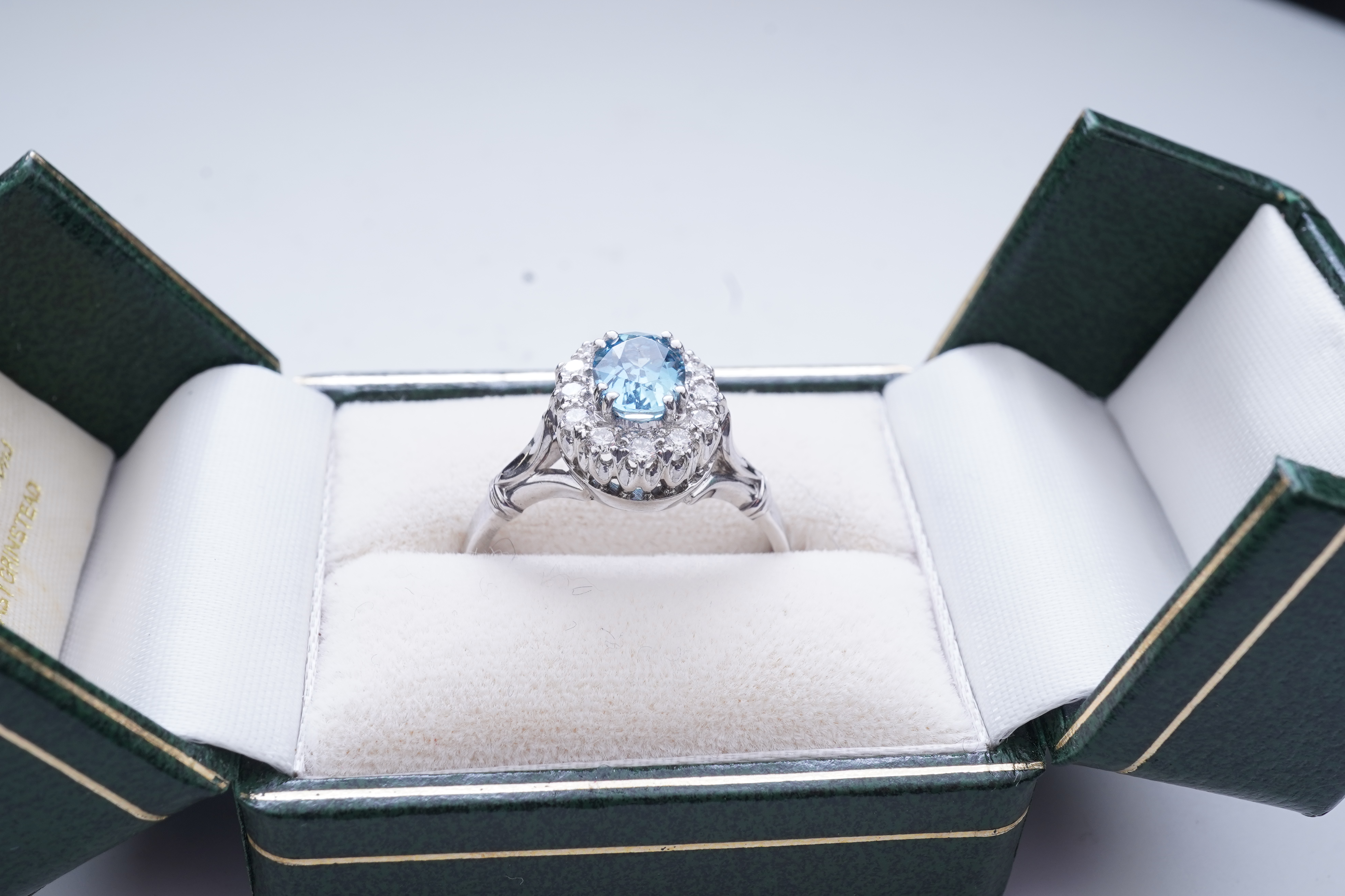 An aquamarine and diamond cluster ring